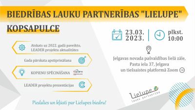 Biedrības Lauku partnerība “Lielupe” kopsapulce