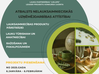 Lauku partnerība “Lielupe” izsludina Leader 2023-2027 projektu konkursa 3. kārtu