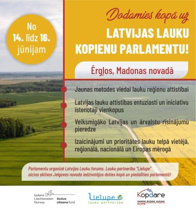 Aicinām kopīgi doties uz Latvijas Lauku Kopienu parlamentu!