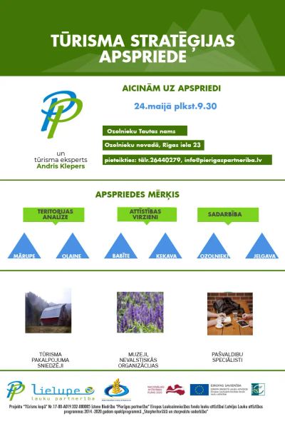 Aicinām uz projekta "Tūrisms kopā"  tūrisma stratēģijas apspriedi