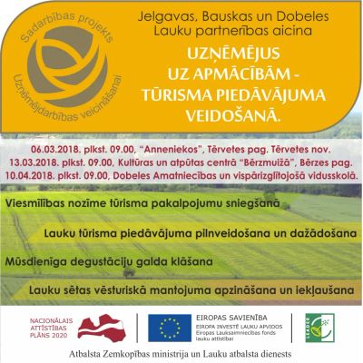 Martā un aprīlī aicinām uzņēmējus uz apmācībām “Tūrisma piedāvājuma veidošana”