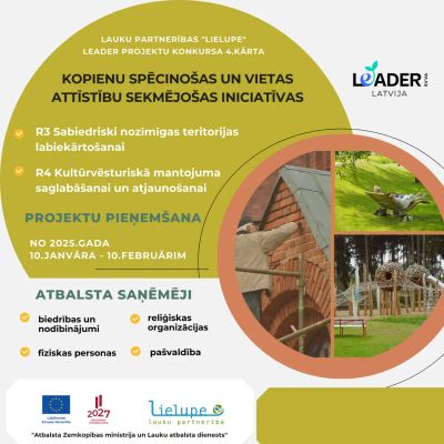 Lauku partnerība "Lielupe" izsludina LEADER projektu konkursa 4. kārtu sabiedriskā labuma projektiem