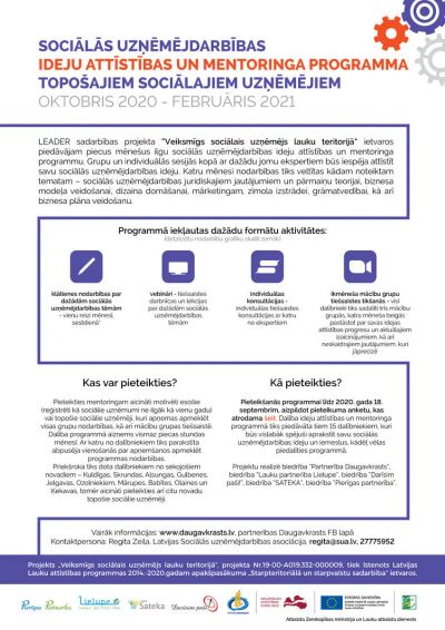 Aicinām pieteikties esošos vai topošos sociālos uzņēmējus ideju attīstības un mentoringa programmai!