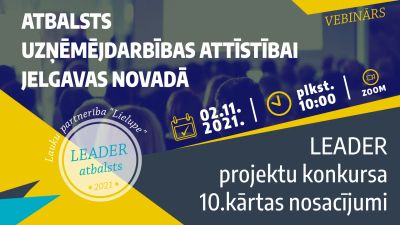 Aicinām uz vebināru “Atbalsts uzņēmējdarbības attīstībai Jelgavas novadā”